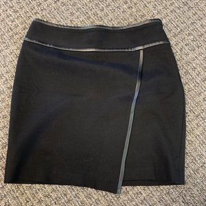 WHBM Black leather trim asymmetric skirt